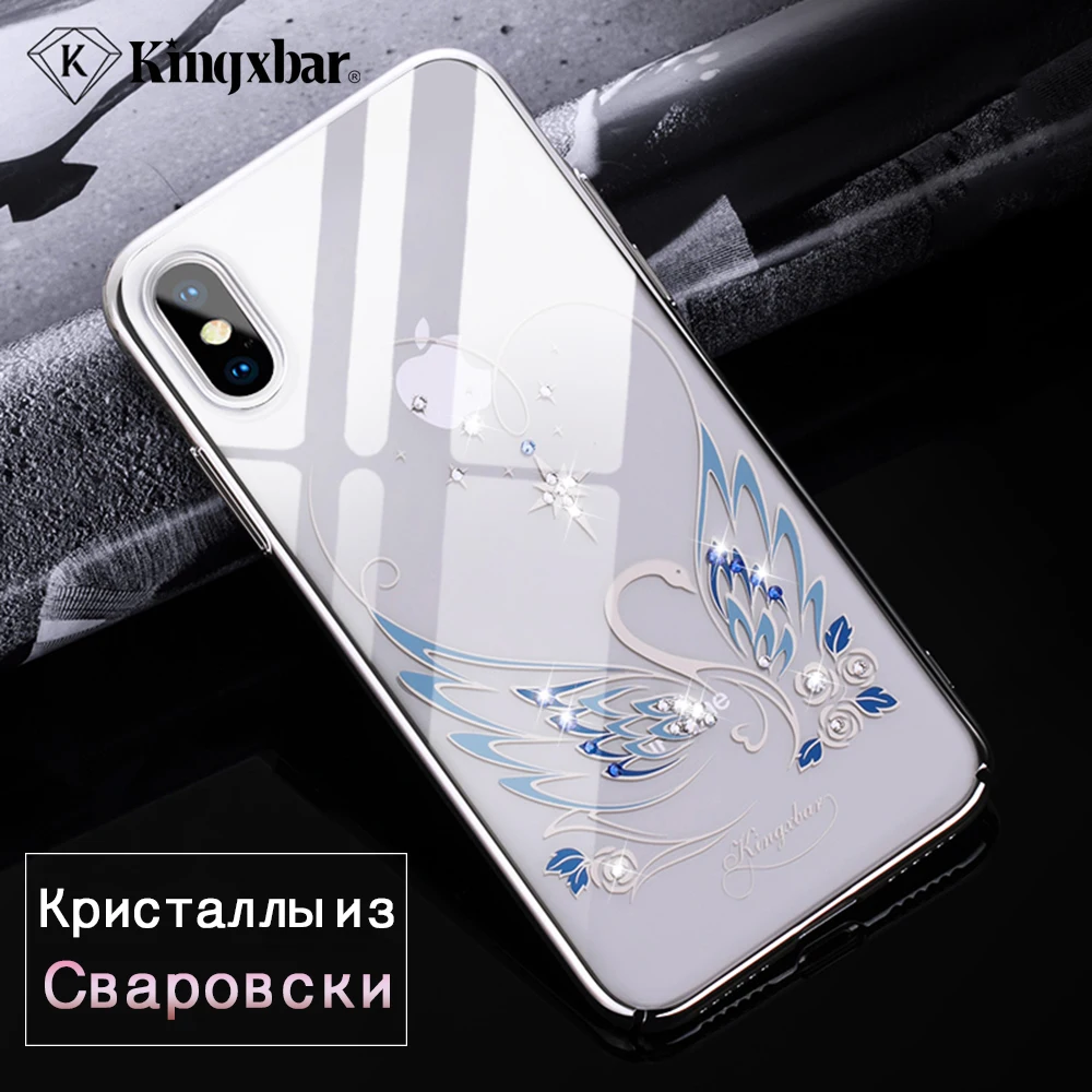 KINGXBAR чехол для iPhone X 7 8 плюс крышка кристаллами от Swarovski горный хрусталь Plus