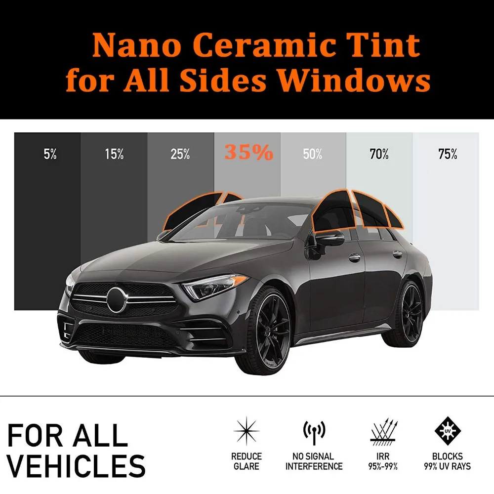 35%VLT 2ply Nano Ceramic Window Tint Film Car Sunshade Explosion-proof  Membrane Film Auto Side Window Tint Heat Rejection
