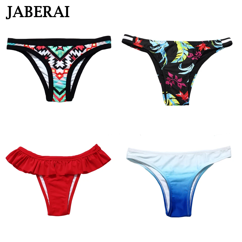 

JABERAI Bikini Bottom 2019 Women Solid Brazilian Bikini Bottom Floral Print Swim Biquini Briefs Swimwear Panties Parte De Abajo
