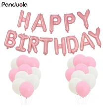 1" с днем рождения буквенные шары с 10" День Рождения украшения Детские украшения для детского праздника Макарон воздушный шар