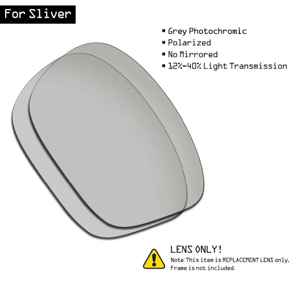 SmartVLT Polarized Sunglasses Replacement Lenses for Oakley Sliver - Grey Photochromic SmartVLT Polarized Sunglasses Replacement Lenses for Oakley Sliver - Grey Photochromic