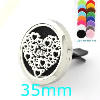 

Heart Love 35mm Diffuser Locket 316L Stainless Steel Car Aroma Locket Essential Oil Car Diffuser Lockets 10pcs Free Pads as Gift