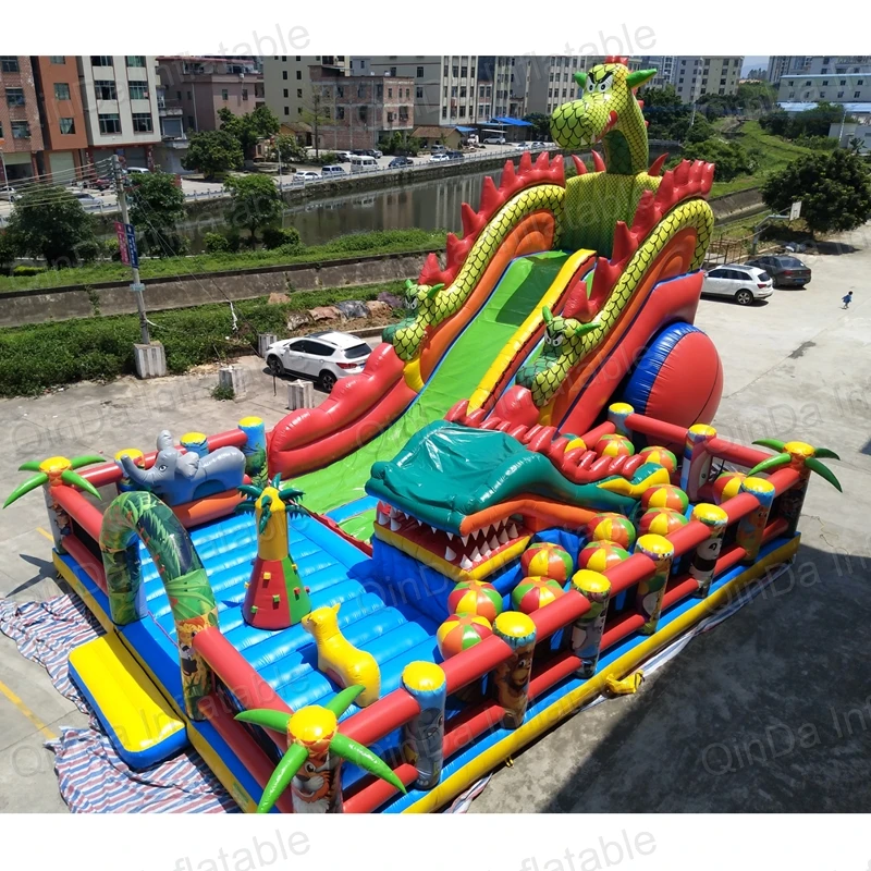 Новый стиль надувной дом отскакивания 0 55 ммПВХ Дракон fun city гигантские надувные