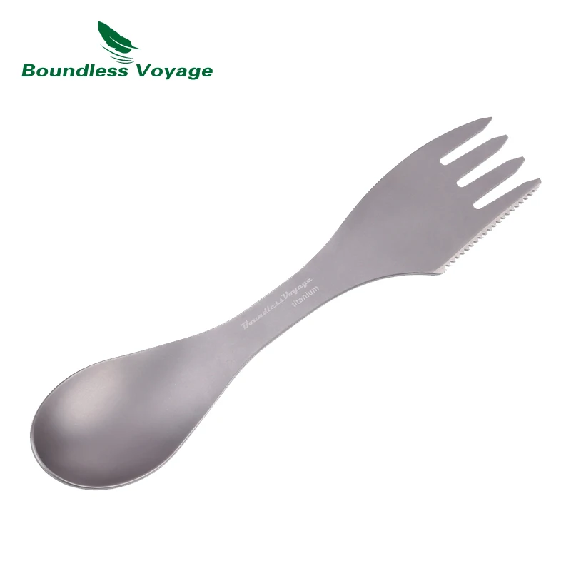 Boundless Voyage Titanium 3 en 1 cuchara tenedor cuchillo que acampa al aire libre viajes multifuncional utensilios ultraligero picnic Spork Ti1515B Boundless Voyage Titanium 3 en 1 cuchara tenedor cuchillo que acampa al aire libre viajes multifuncional utensilios ultraligero picnic Spork Ti1515B