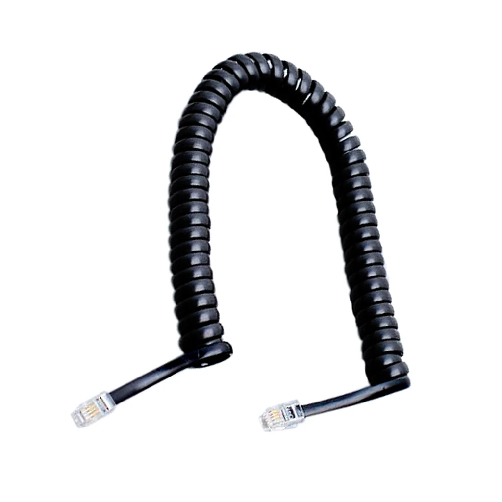 Telephone Handset Cord Black Coiled Phone Cord Cable Landline Extension Modular Wire RJ11 4P4C Telephone Accessory