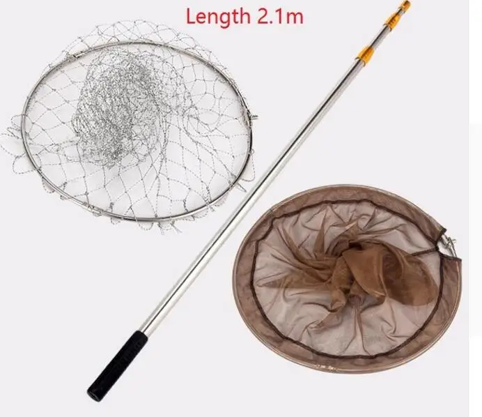 

Stainless Steel 210cm Retractable Fishing Net Telescoping Foldable Landing Net Pole Folding Landing Net