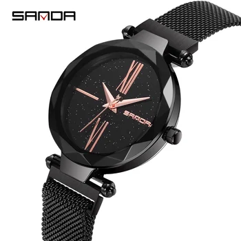 

SANDA Top Luxury ladies Watch Women Diamond Dress Watches Fashion Stainless Steel Woman Watch Elegant Female Clock montre femme