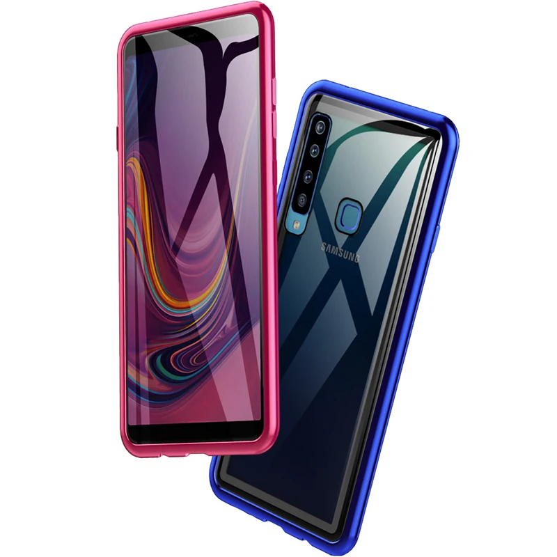 

For Samsung Galaxy A9 2019 Case Metal Frame Tempered Glass Plastics Aluminum Bumper Back Cover for Samsung A9S A920 Thin Case