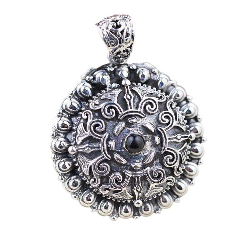 925 Sterling Silver Floating Charm Mantra Locket Pendant Vintage Retro