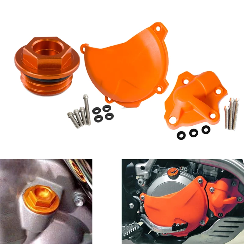 

Clutch Cover Water Pump Cover Guard Oil Filter Plug Bolt Mounting Kit for KTM 250 350 SXF SX-F XCF XC-F EXC-F XCF-W SIX DAYS etc