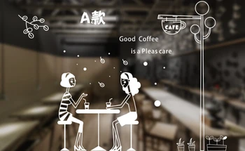 

Food drink store restaurant service sign sticker coffee theme sign window door welcome sticker advertising poster wall sticker