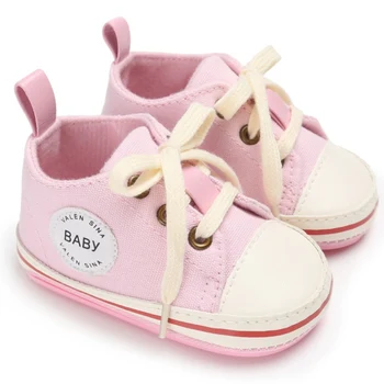 

0-18M Unisex Baby Sneakers Toddler Rubber Skid-Proof Sole Baby Boy Girl First Walkers Prewalker T-tied Brand Baby Canvas Shoes