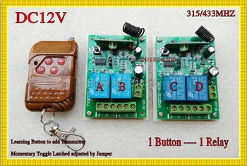 

RF Wireless Remote Control Switch 12V 2pcs 2CH Receiver 1 Transmitter remote controller 10A Relay 315/433 4CH Independent