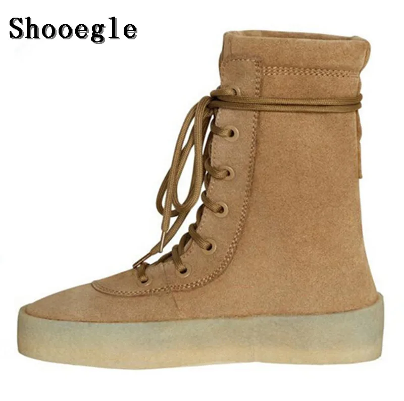 

SHOOEGLE Chaussure Homme Superstar Shoes Men Military Crepe Boots Black Brown Flat Boots Suede Lace Up Autumn Ankle Booties Man