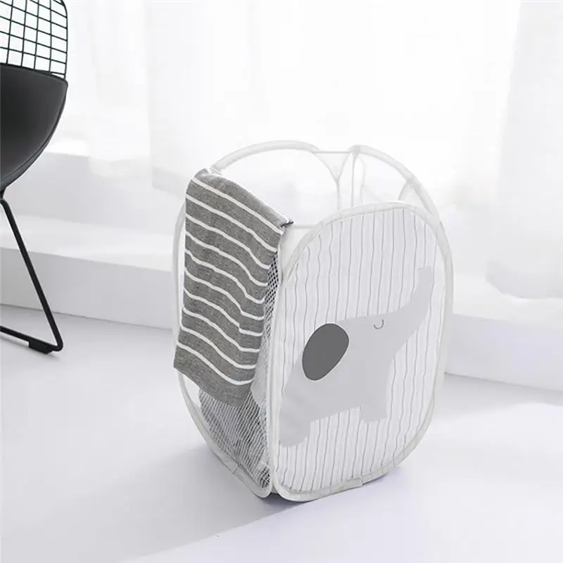 

2019 New Hot Sale Cartoon Foldable Pop Up Washing Dirty Laundry Basket Bag Hamper Mesh Storage Polyester Storage bag clothes @P