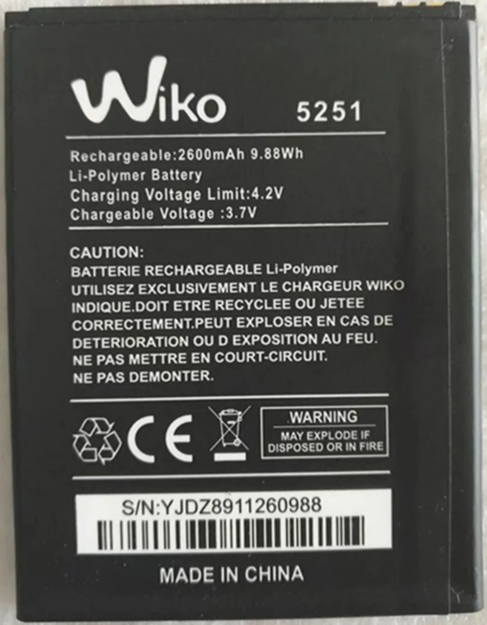 

MLLSE 2600mAh 5251 battery for WIKO Pulp 4G 5251 Mobile phone battery