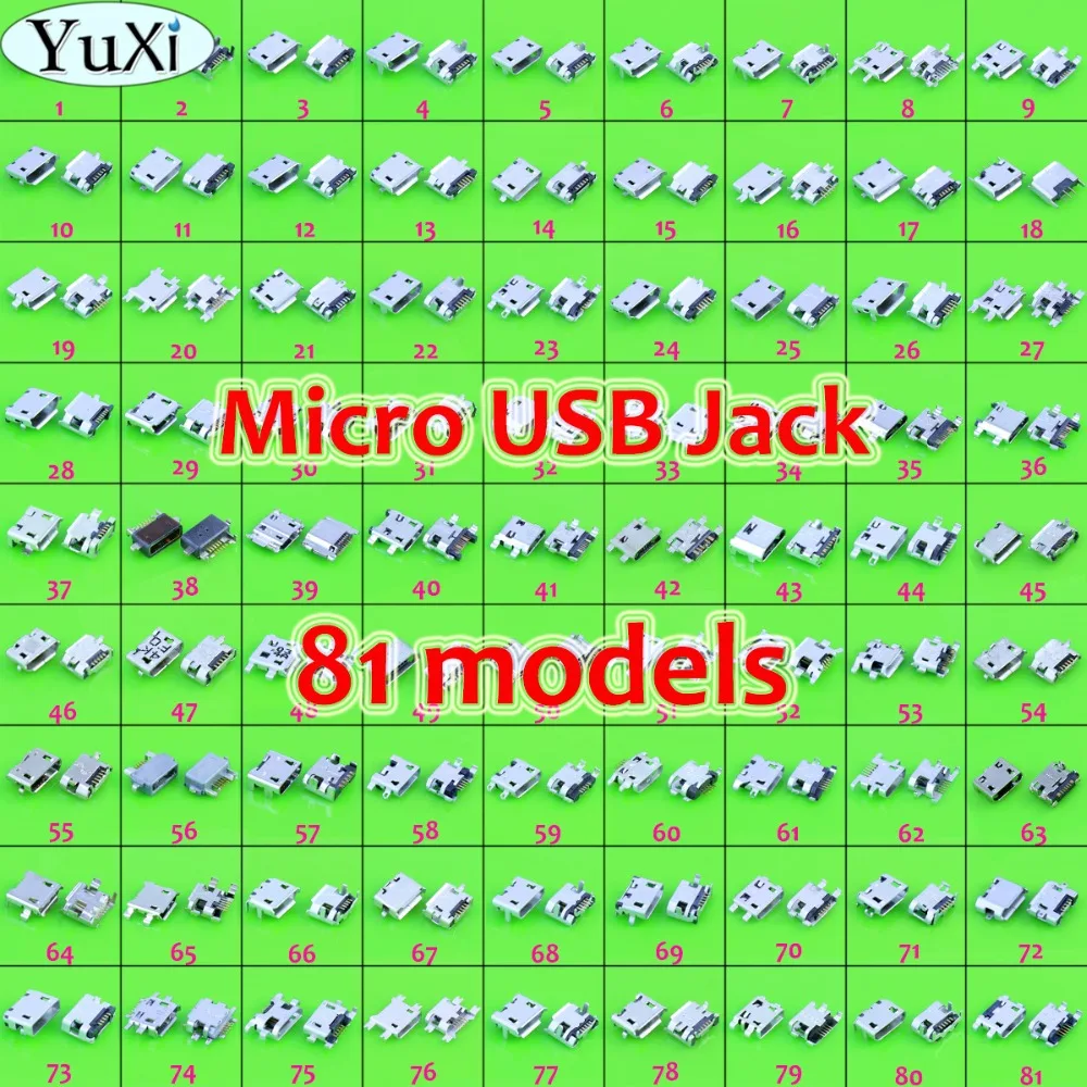 

YuXi 81 models 7 PIN 5PIN mini micro usb charging Port connector socket jack for Samsung for HTC for huawei female phone tablet