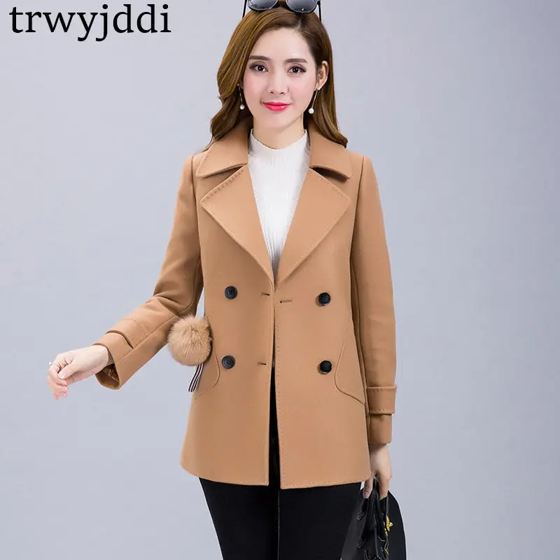 Automne Taille Grande A813 Paragraphe De Laine Nouveau Hiver breasted caramel 2018 Manteau Veste Femme Court Double Femmes Beige red Coréenne VqSzMUpG