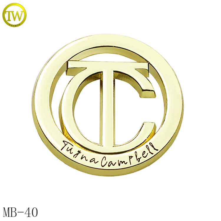 Изготовленный На Заказ Блестящий Золотой логотип бренда из метала бирка с зубец для дамской сумочки