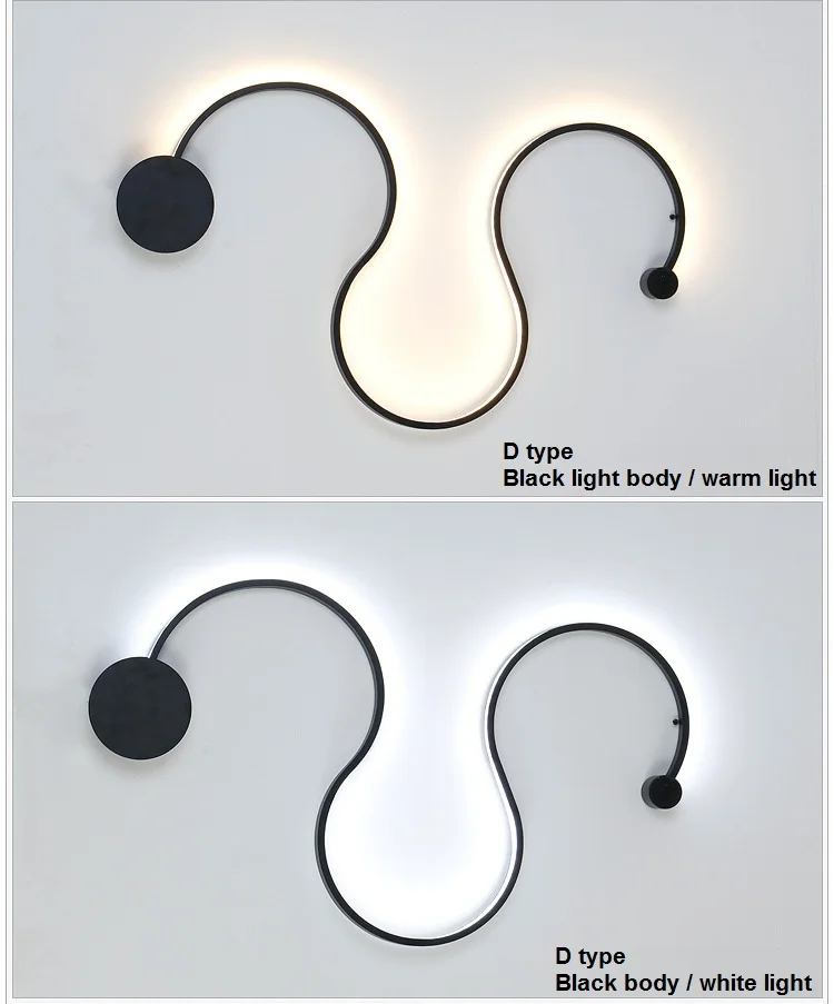 Современная креативная настенная лампа черного/белого цвета Светодиодная Крытая гостиная спальня прикроватная лампа коммерческое украшение помещений потолочная лампа