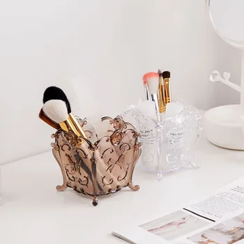 

OTHERHOUSE Makeup Brush Pen Holder Case Desktop Cosmetic Brush Storage Box Container Acrylic Makeup Organizer 4 Grid