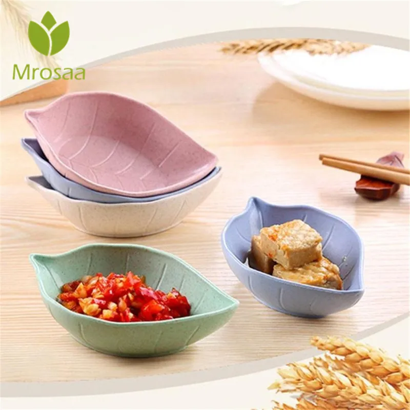 

KCASA Wheat Straw Leaves Sauce Salt Dish Bowl Leaf Candy Snack Dish Baby Kid Rice Bowl Plate Tableware Food Fruit Container Box