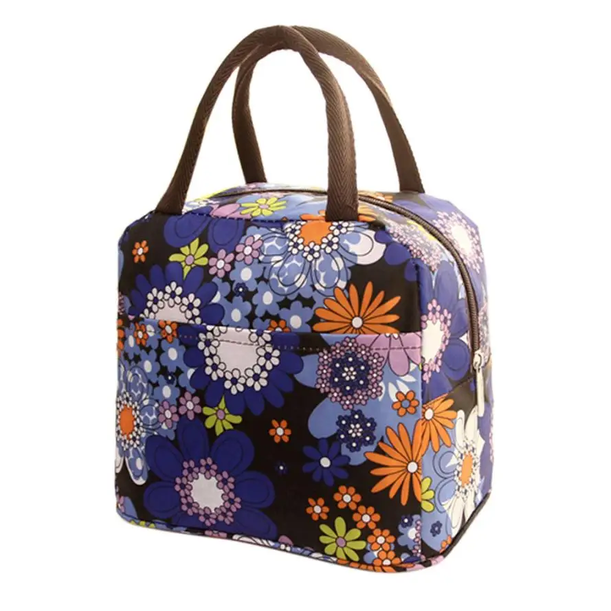 Портативная сумка для хранения пикника для путешествий, цветочный Термоизолированный сумка для обеда контейнер для пищевых продуктов, сумка через плечо