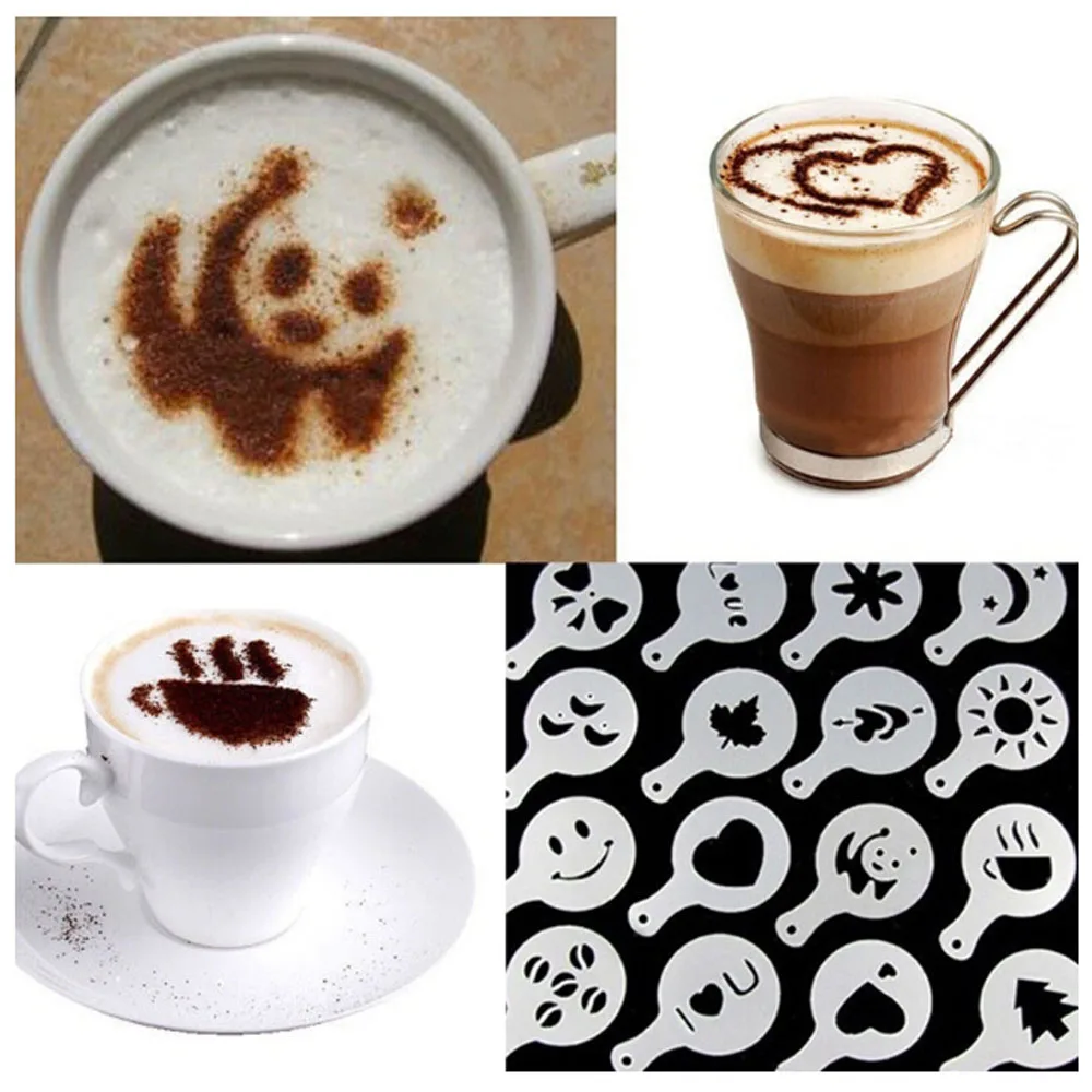 

16 Pcs Creative Coffee Stencils DIY Latte Cappuccino Barista Art Stencils