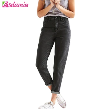 

Gray-black Vintage High Waist Womens Jeans New New Slim Pencil Denim Jeans Woman Trousers Retro Washed Jeans Femme Ladies Pants