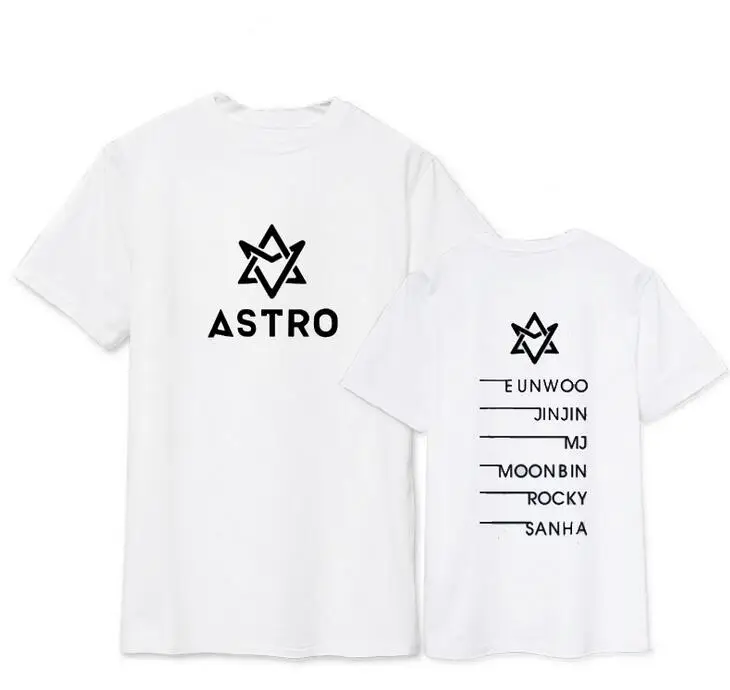 Летний стиль astro футболка с принтом имени всех участников kpop jinjin rocky коротким
