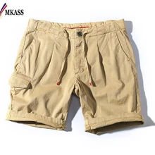 Повседневные Летние х/б мужские шорты до колена хлопковые шорты винтажные Модные мужские шорты-бермуды masculina
