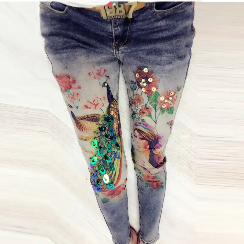 plus size printed jeans