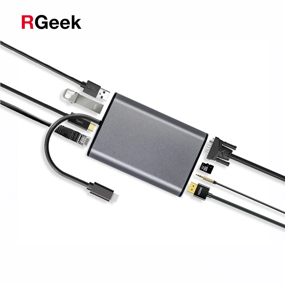 USB хаб Универсальный C концентратор с type видео 4k HDMI/VGA Gigabit Ethernet адаптер 3 0
