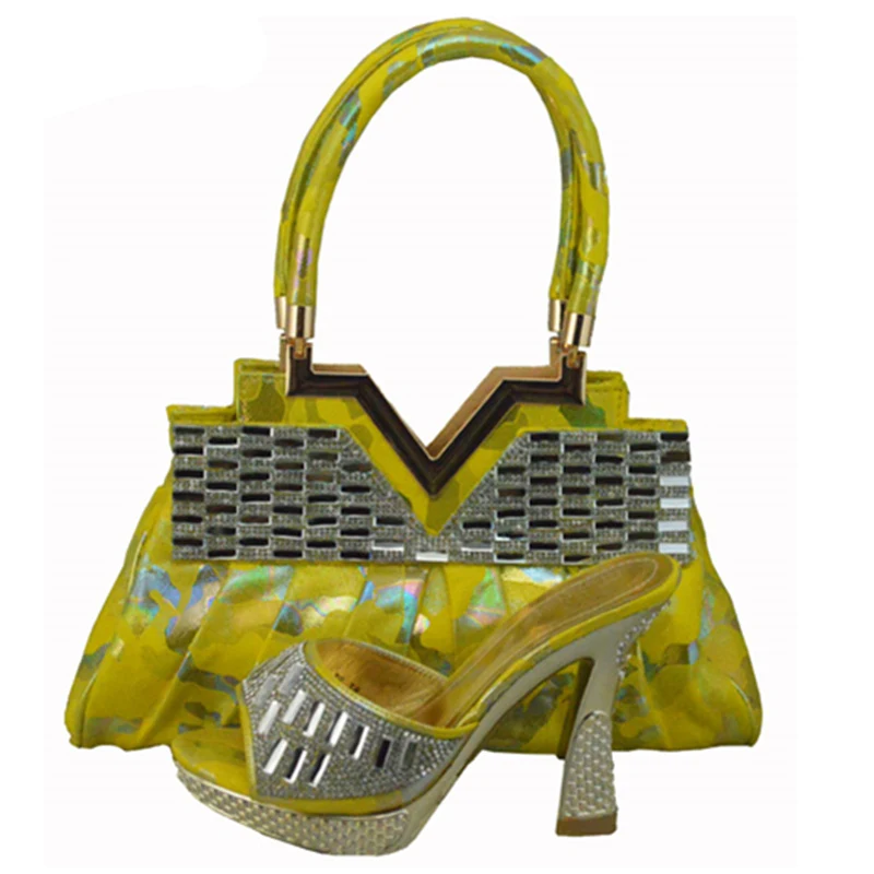 

New Italian Shoes with Matching Bags for Women Ladies Italian Shoes and Bag Set Decorated with Rhinestone Party Shoes and Bags