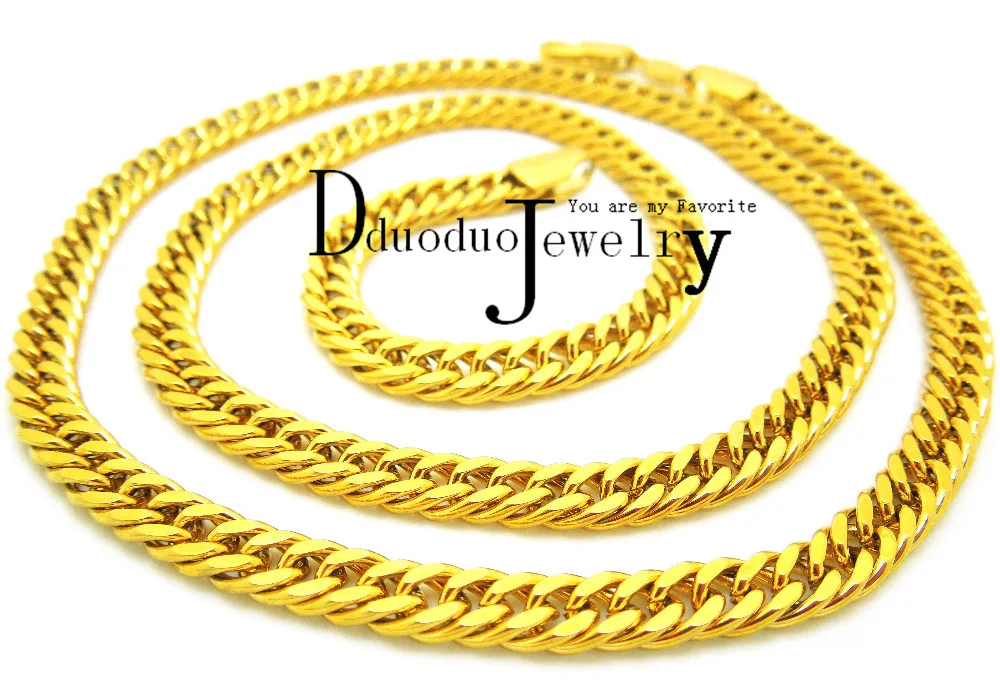 

Real Men's Gold-Color Necklace Chain fashion wedding Jewelry 6mm*60cm N-33
