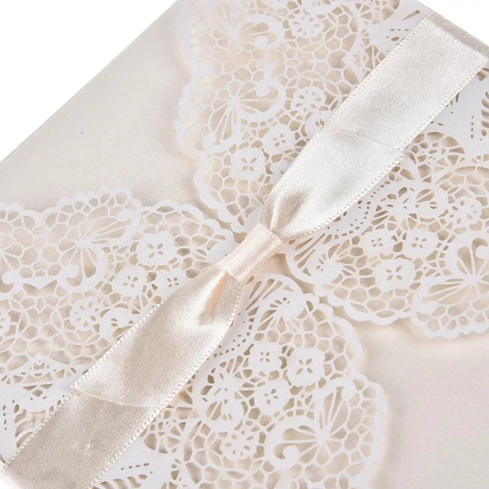  10PCS European Style Elegant Delicate Carved Lace Wedding Party Invitations Cards Wedding Party Dec - 33037598542