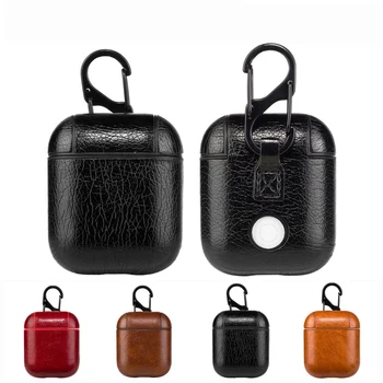 

Genuine Leather Hook Case For AirPods Vintage Matte For Airpods 1 2 Luxury Protective Storage Bag Black Brown Drop Shipping