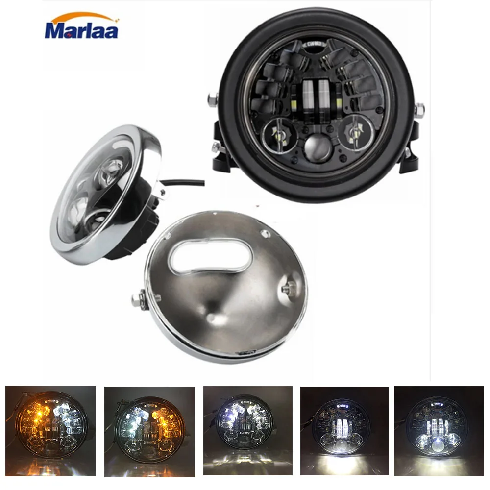 

Marlaa 5.75" LED Projector Headlight Clamps for Honda Yamaha Suzuki Kawasaki Ducati
