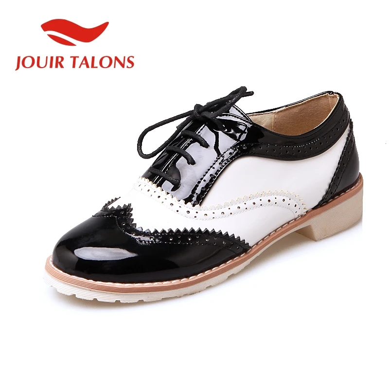 

JOUIR TALONS Retro Big Size 34-43 Classic Lace Up British Style Patchwork Brogue Shoes Woman Shoes Woman Fashion Women Shoes