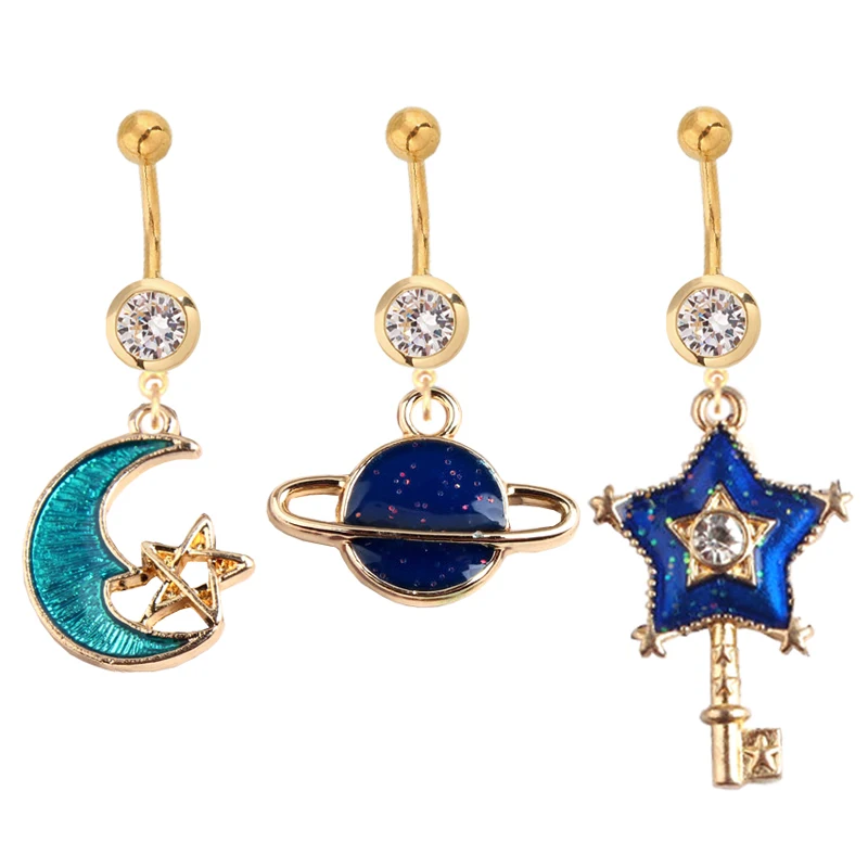 

Gold Color Galactic Galaxy Navel Piercing Fashion Women Belly Button Ring Percing Nombril Pircing Ombligo Sexy Pirsing Ombligo