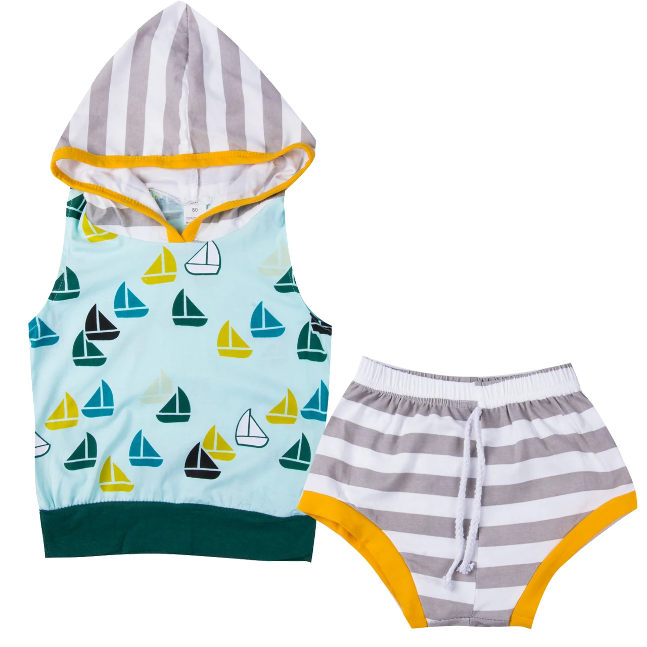 

Summer baby Boys clothing set Tank Top T-shirt Sleeveless Hooded Short Bottoms Pants Infant Clothes 2pcs Baby Boys Outfit Set