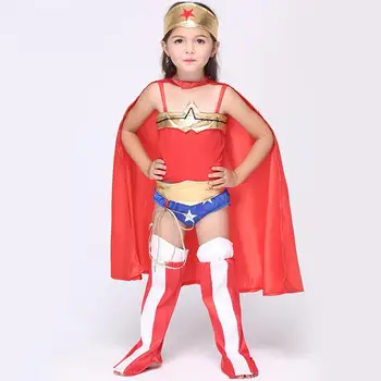 

Halloween Superman Wonder Woman Children Party Cosplay Costumes Gift For Girls Clothes Children's Clothing Set