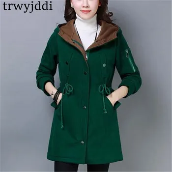 

Casual Thicken Women's Long Section 2020 Autumn Winter Coats New Korean Casual Female Hooded Cotton Jackets Outerwear N119
