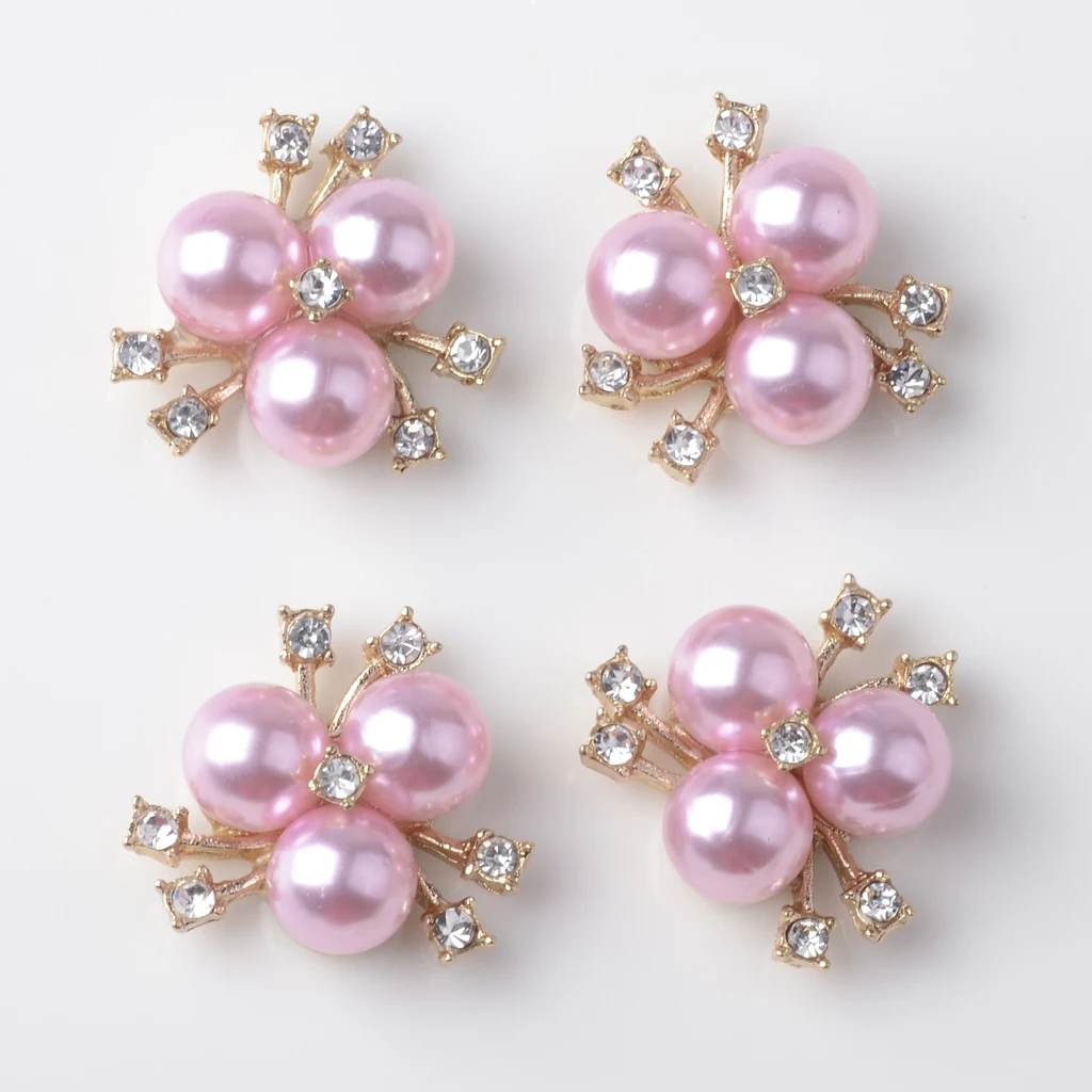 20pcs Rhinestone Crystal Button Pearl Flatback Brooch Decor Wedding Embellishment Fashion Charms Earrings Ornaments Mixed Color