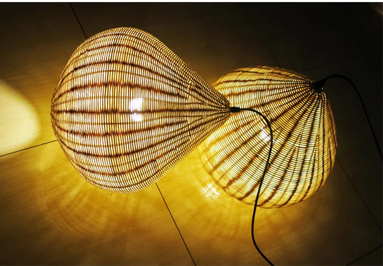 

Simple bamboo rattan lantern pendant lights creative dining table bar cafe clothing store decorative lighting pendant lamps ZA