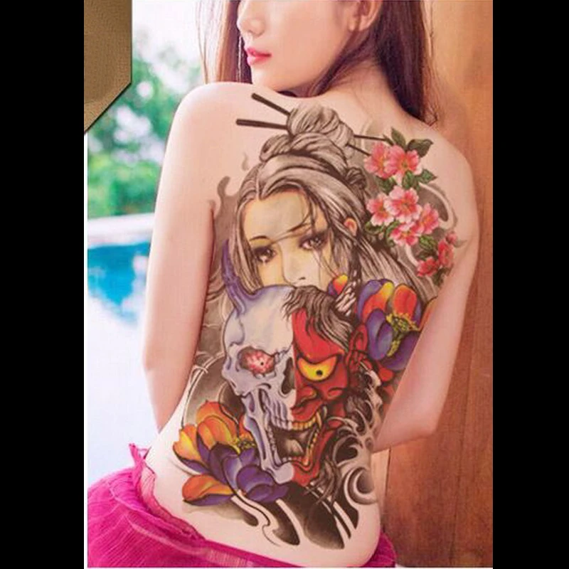 Высокое качество супер большая поддельная татуировка на всю грудь спина Временные татуировки водонепроницаемый феникс птица карп дракон цветные Большие Татуировки
