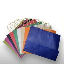 200 шт./лот 8 цветов большой Рождественский подарок мешок бумаги с ручкой, крафт-хозяйственная сумка с логотипом, пользовательские подарочные пакеты
