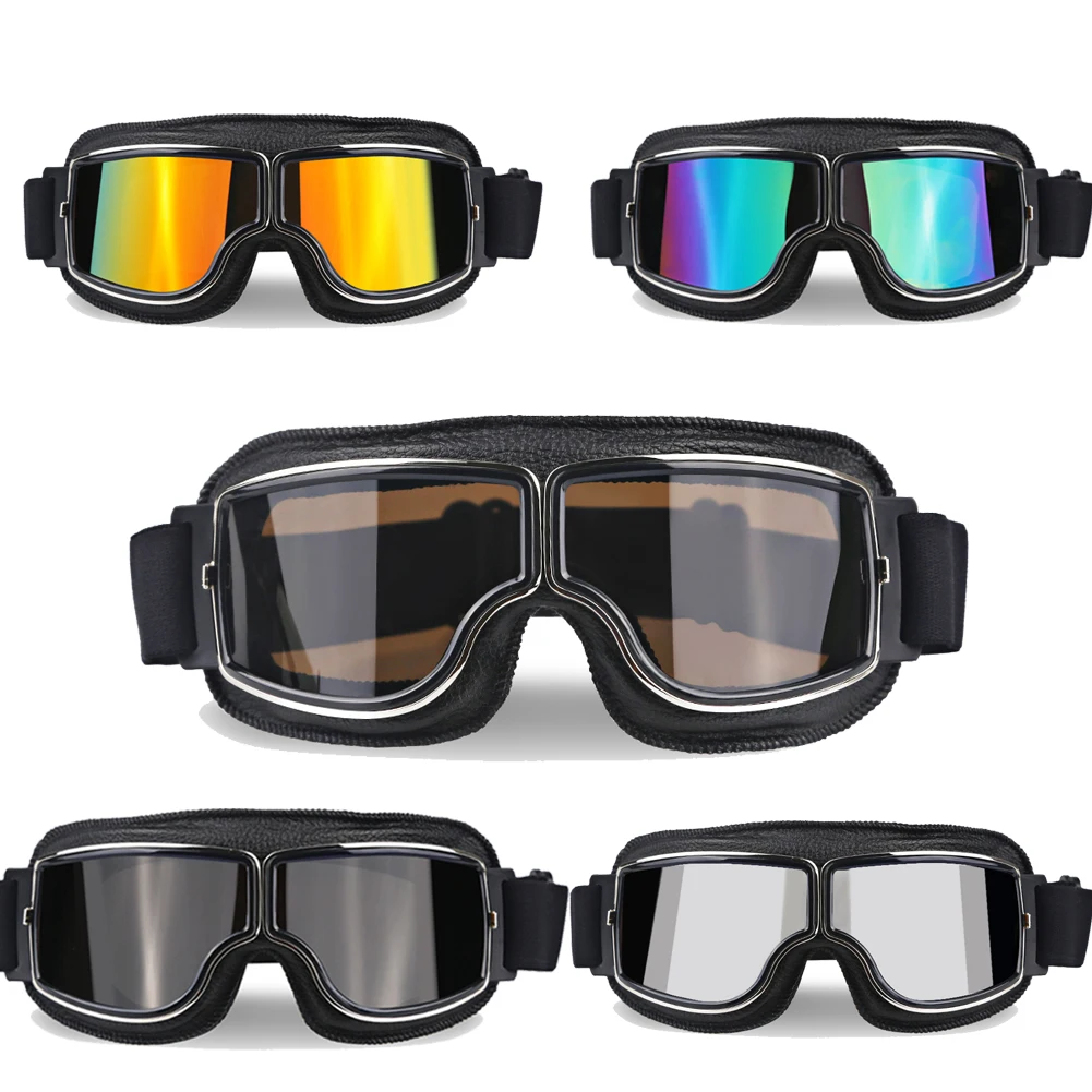 

Clear Vintage Motorcycle Goggles Glasses Retro Motor Bike Goggles Protective UV Protection