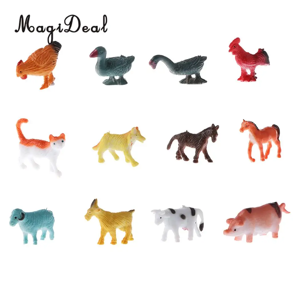 12Pcs/Pack Plastic Farm Animal Models Kids Children Baby Educational Toy Party Bag Fillers Home Desk Decoration
