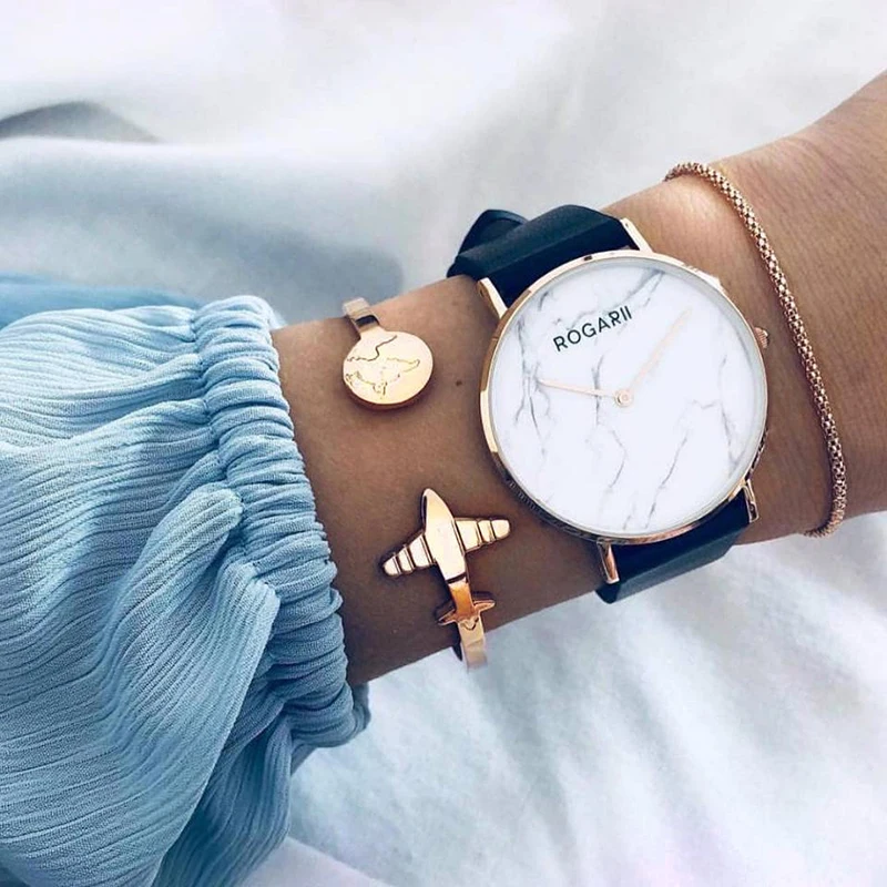 

New Fashion Female Gold Color Bangle Bracelets For Women 2018 Personality Airplane Pattern Bracelet Set Jewelry Christmas Gifts